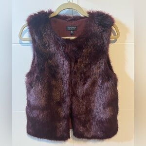 Topshop Burgundy Faux Fur Vest